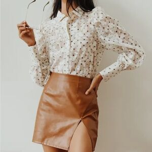 Lulus Camel Vegan Leather Skirt